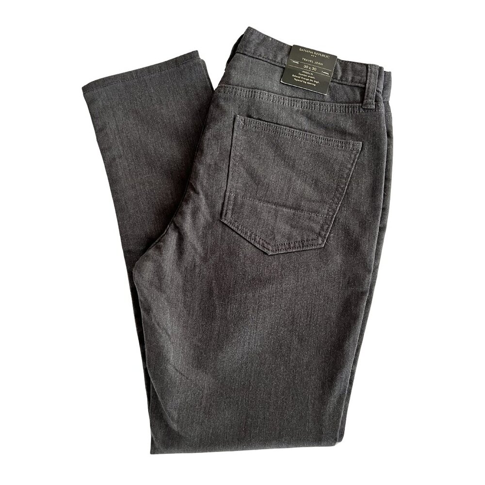 Banana Republic Travel Jean Athletic Fit 30x30 Gray Comfort Stretch Denim NWT